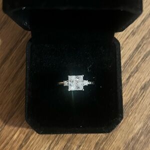 Swarovski like 925 Silver Ring with Radiant Stone